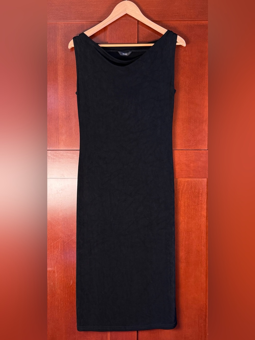 Fiore Black Cowl Neck Stretch Midi Maxi Dress Medium Estimated